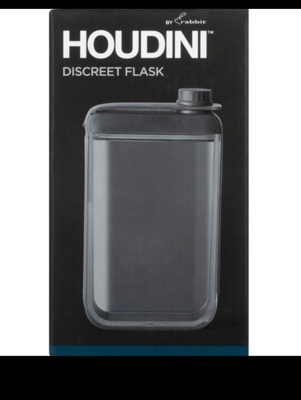Houdini Clear Flask by Rabbit Black Flask 7.25 oz Flask Clear Black New